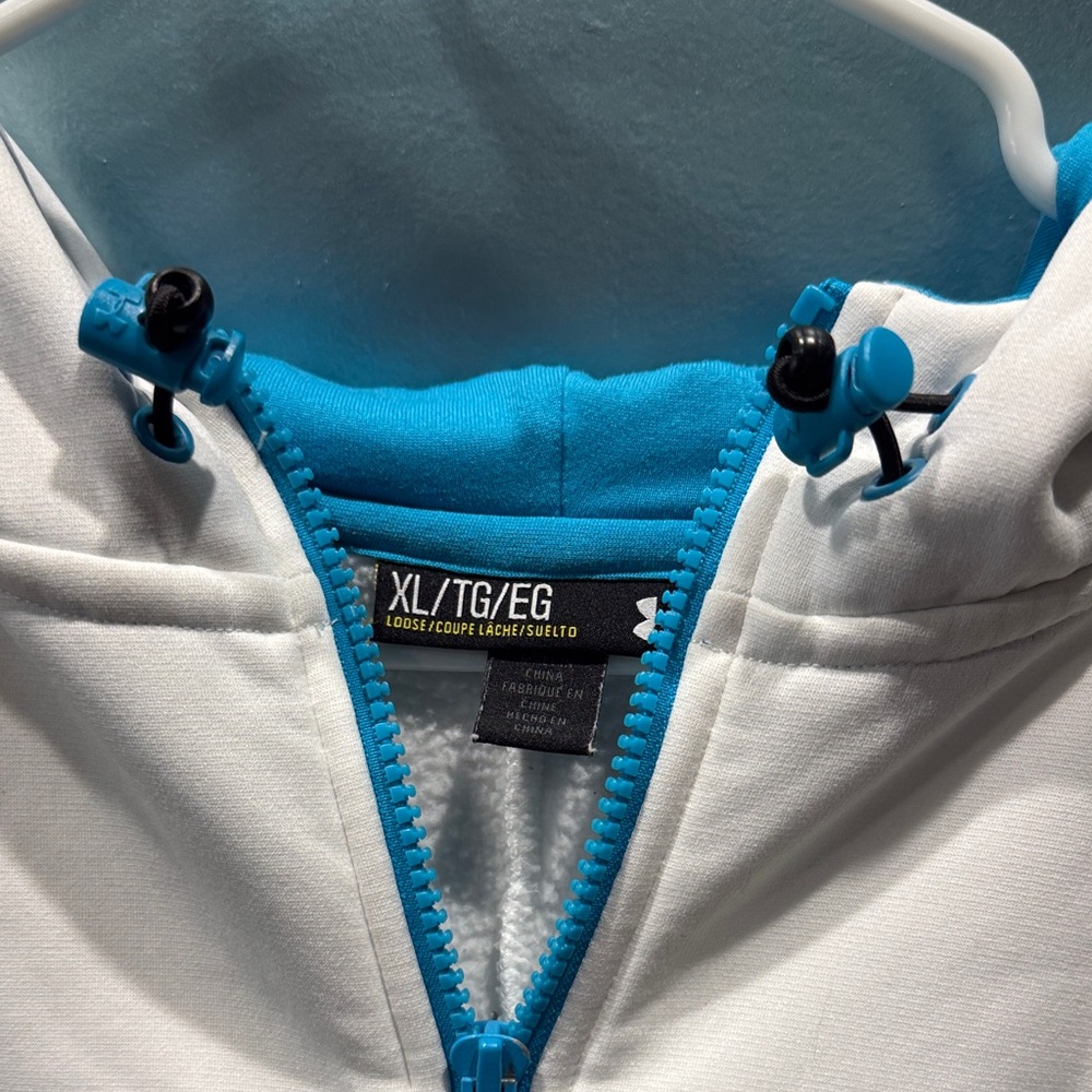 Under Armour Mens XL White Hoodie jacket brand new never worn with Blue Logo - Picture 2 of 9